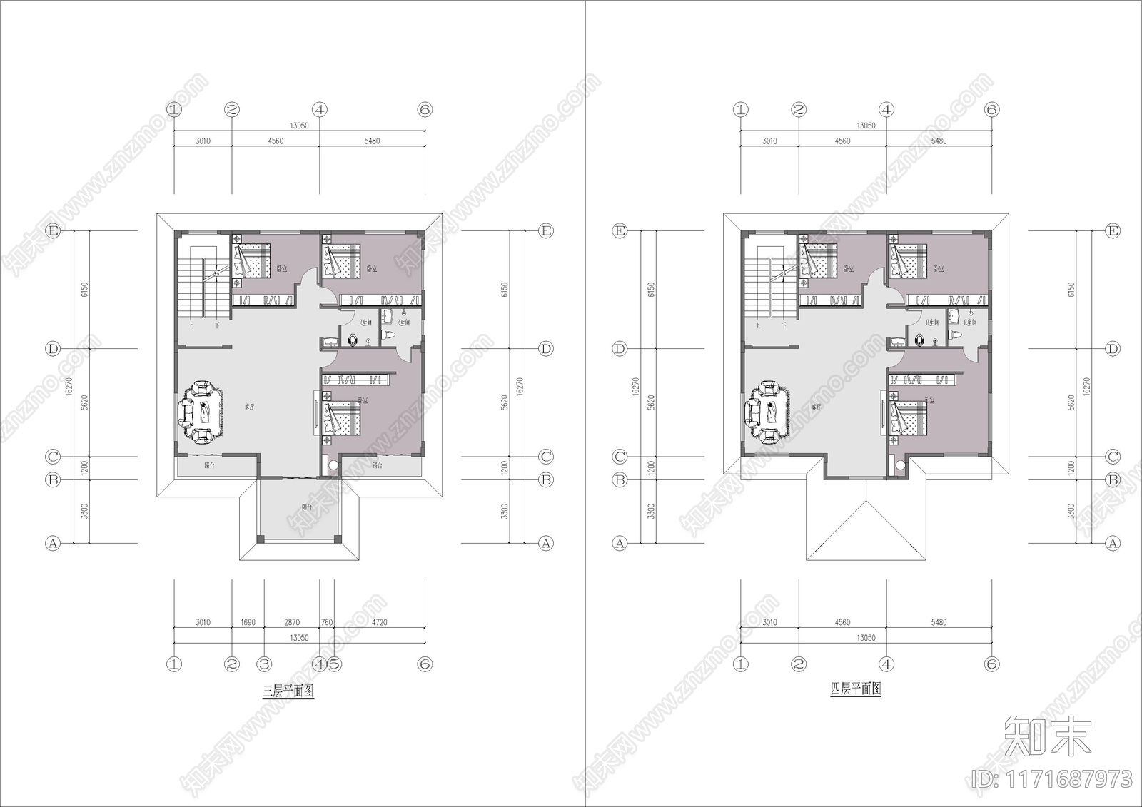 现代新中式别墅建筑施工图下载【ID:1171687973】