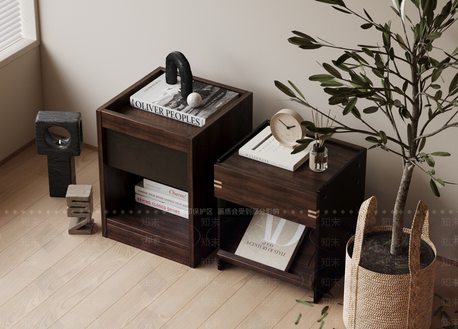 中古侘寂床头柜3D模型下载【ID:1171693763】