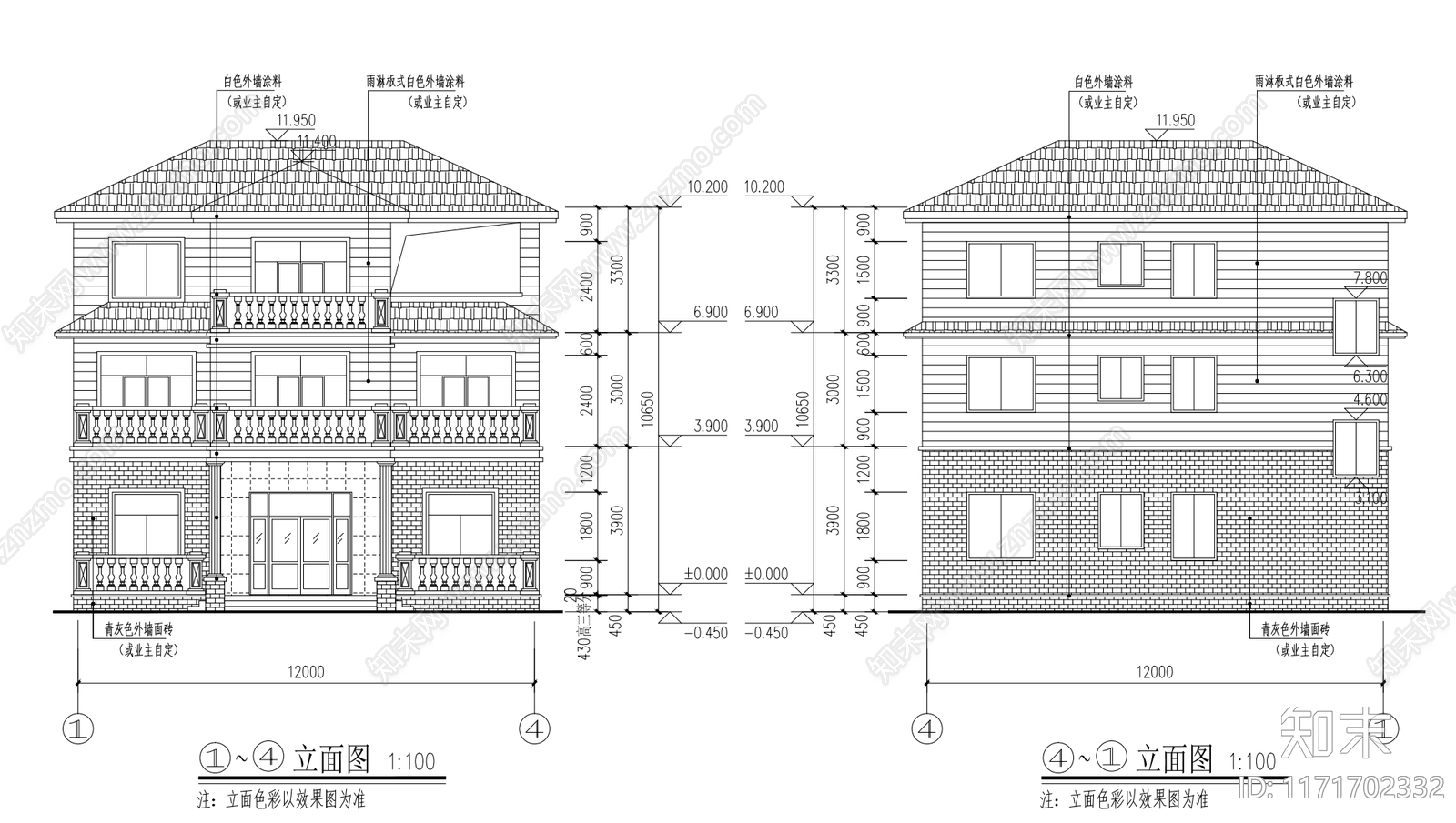 现代别墅建筑cad施工图下载【ID:1171702332】