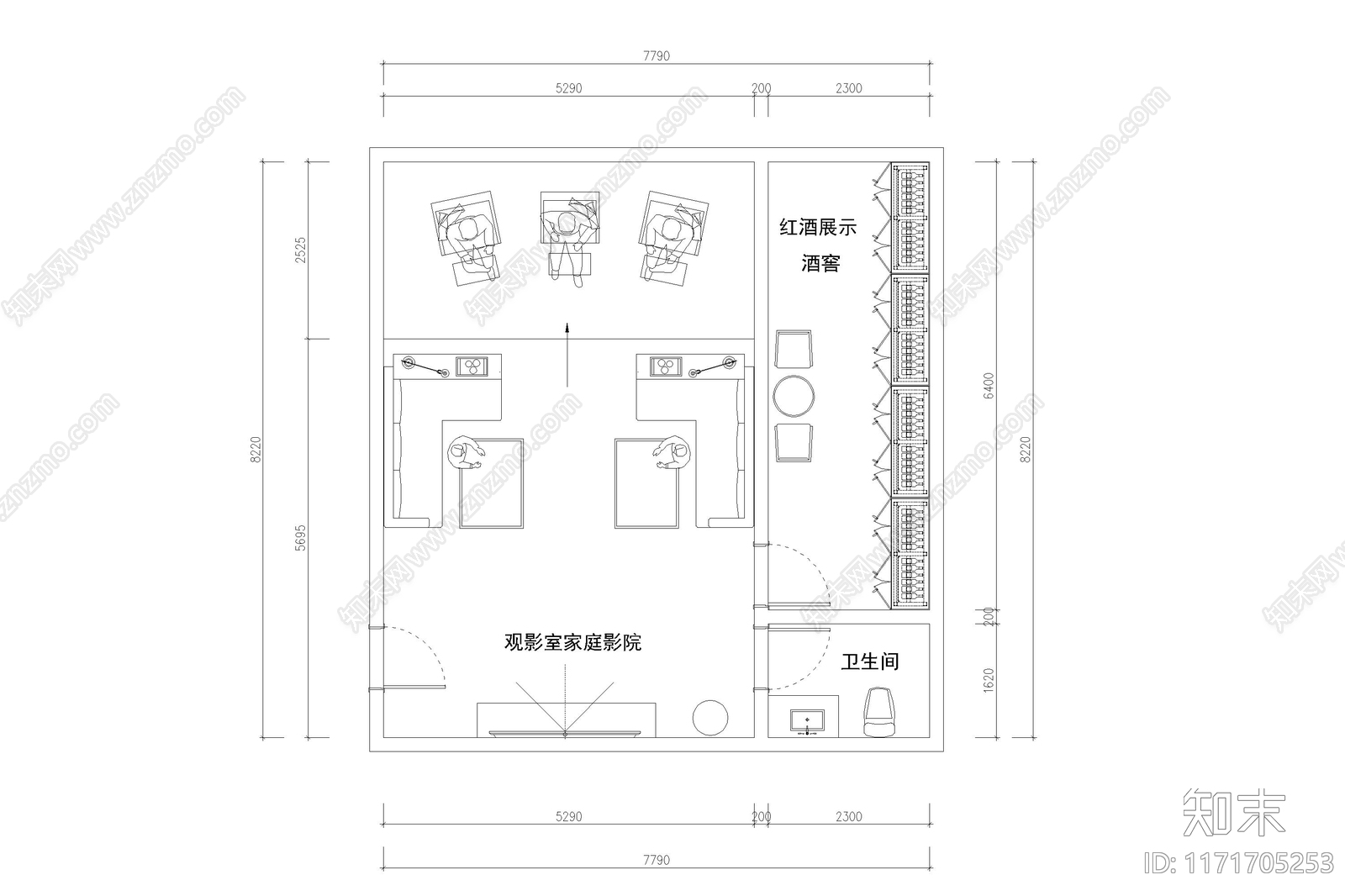 现代影音室施工图下载【ID:1171705253】