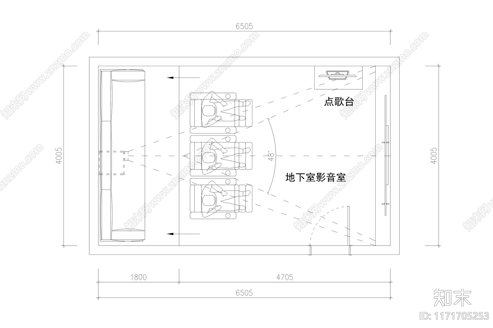 现代影音室施工图下载【ID:1171705253】