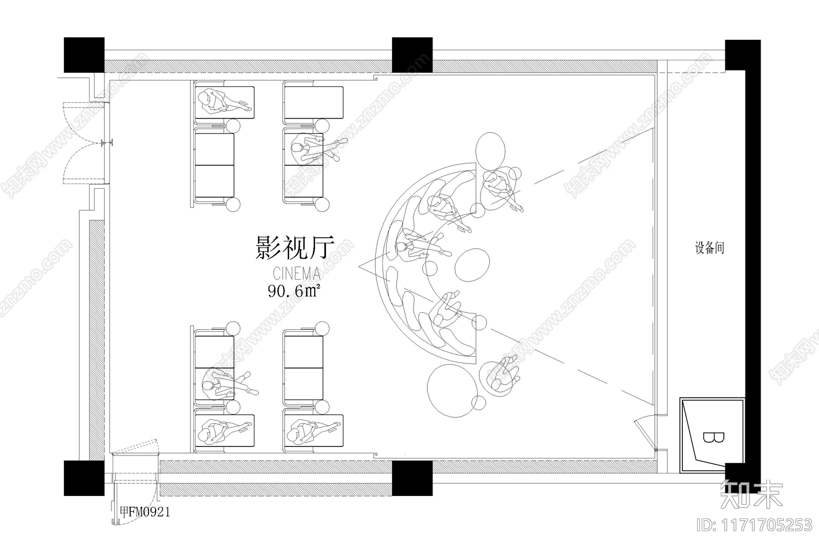 现代影音室施工图下载【ID:1171705253】