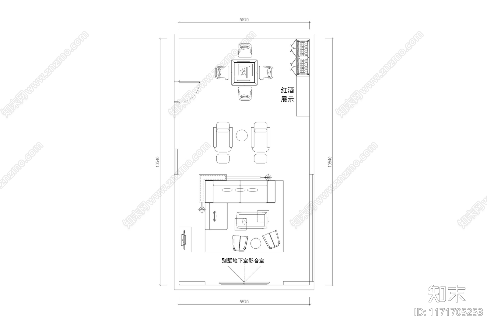 现代影音室施工图下载【ID:1171705253】