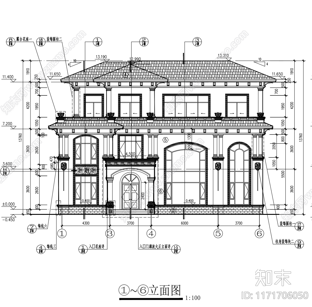 现代别墅建筑cad施工图下载【ID:1171706050】