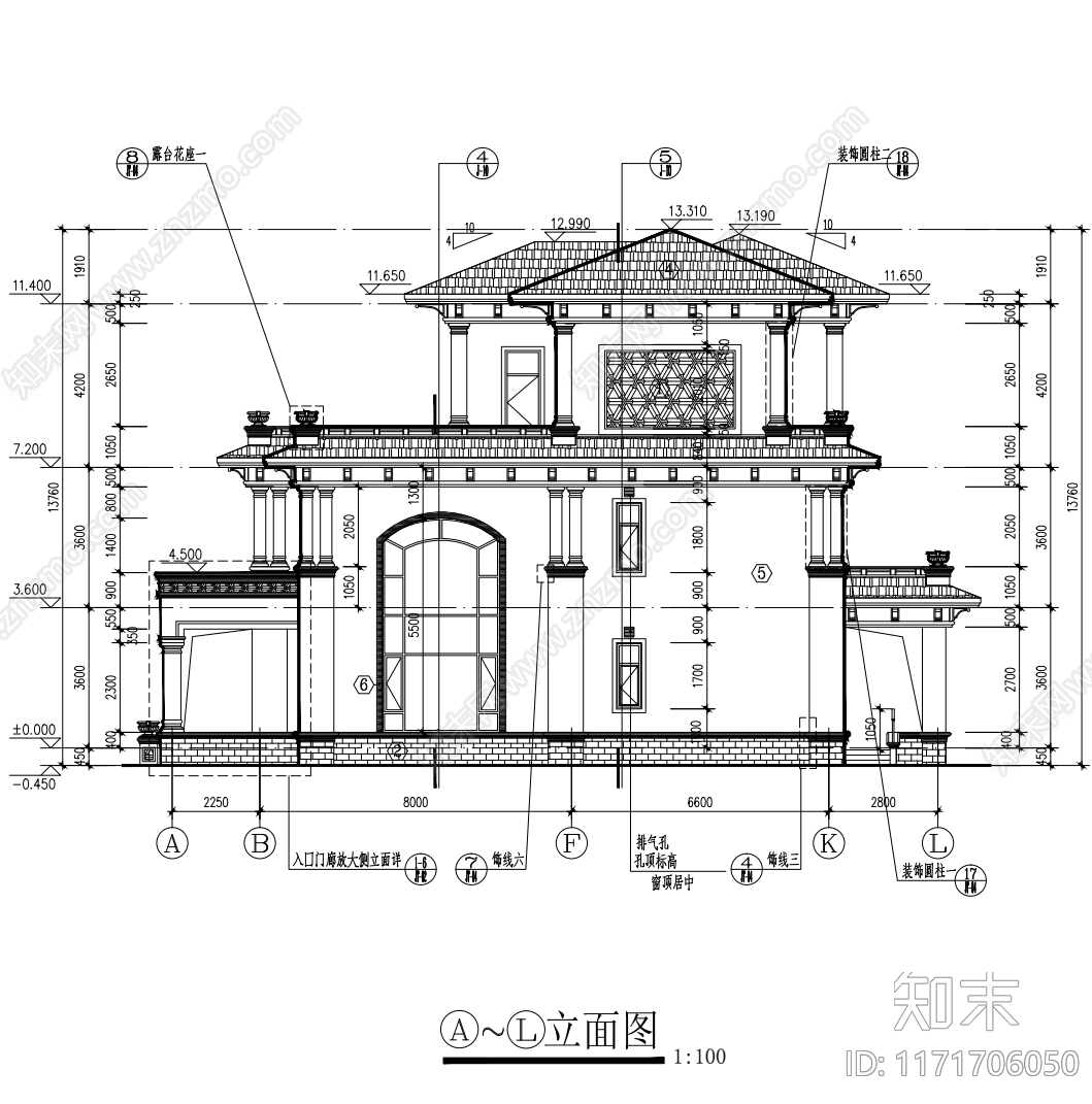 现代别墅建筑cad施工图下载【ID:1171706050】