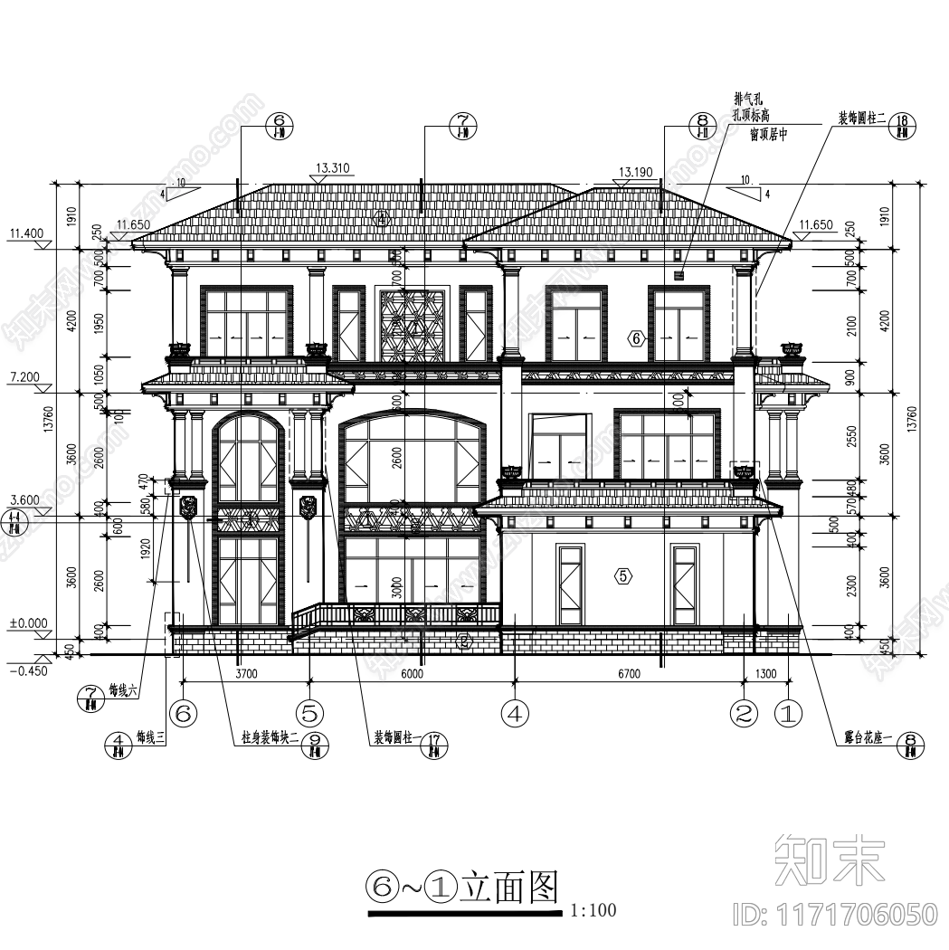 现代别墅建筑cad施工图下载【ID:1171706050】