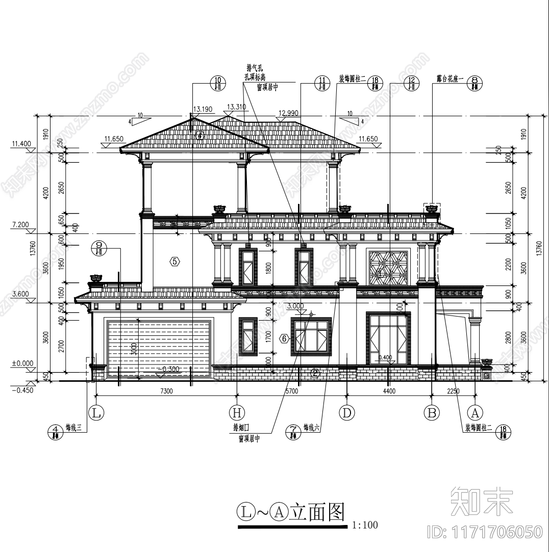 现代别墅建筑cad施工图下载【ID:1171706050】