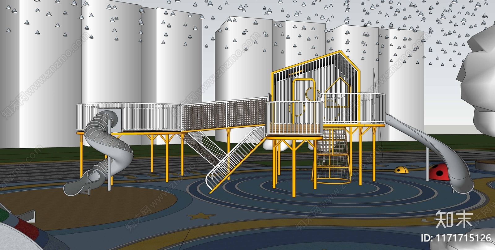 现代儿童游乐区SU模型下载【ID:1171715126】