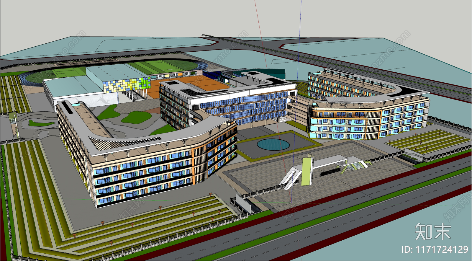 现代学校建筑SU模型下载【ID:1171724129】