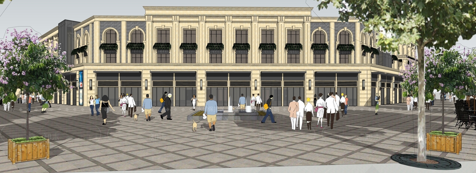 法式酒店建筑SU模型下载【ID:1171727528】