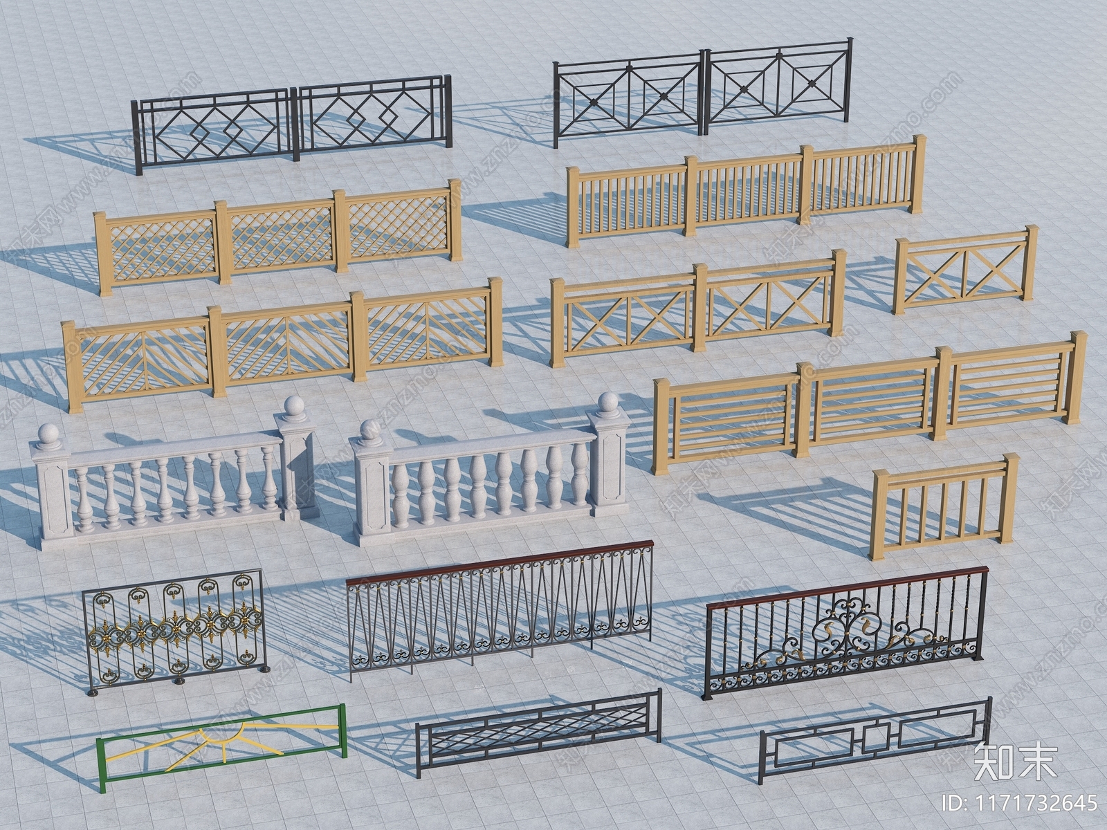 现代栏杆3D模型下载【ID:1171732645】