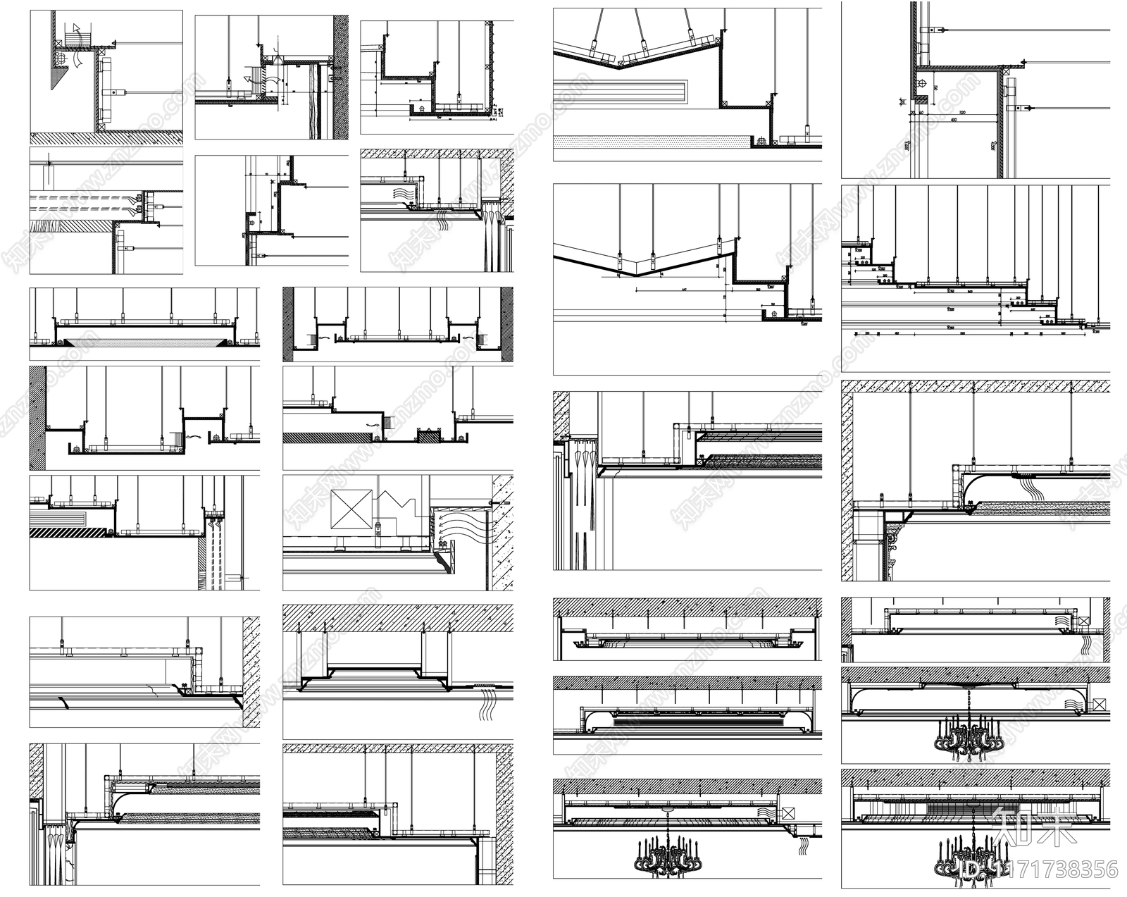 现代吊顶节点cad施工图下载【ID:1171738356】