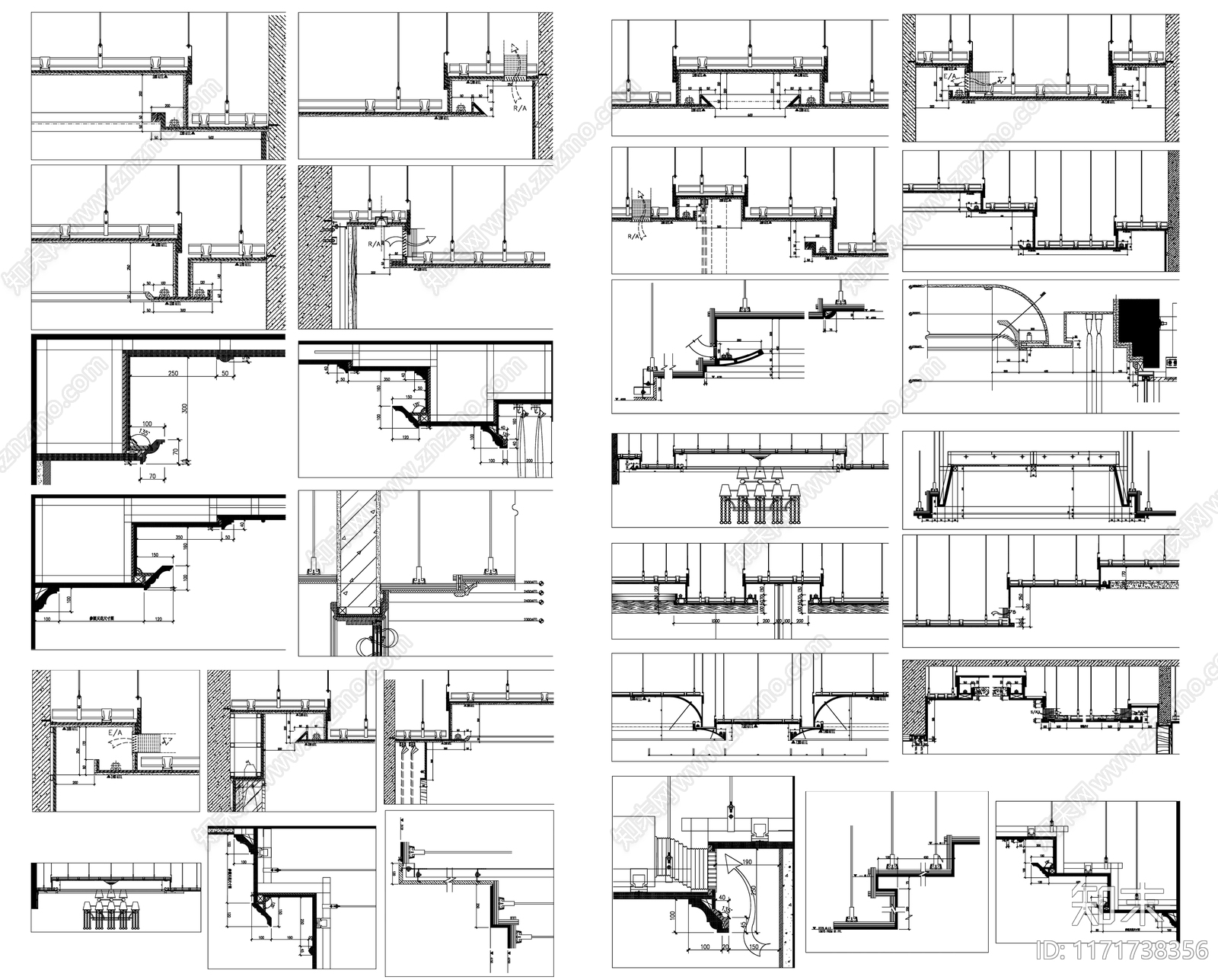 现代吊顶节点cad施工图下载【ID:1171738356】