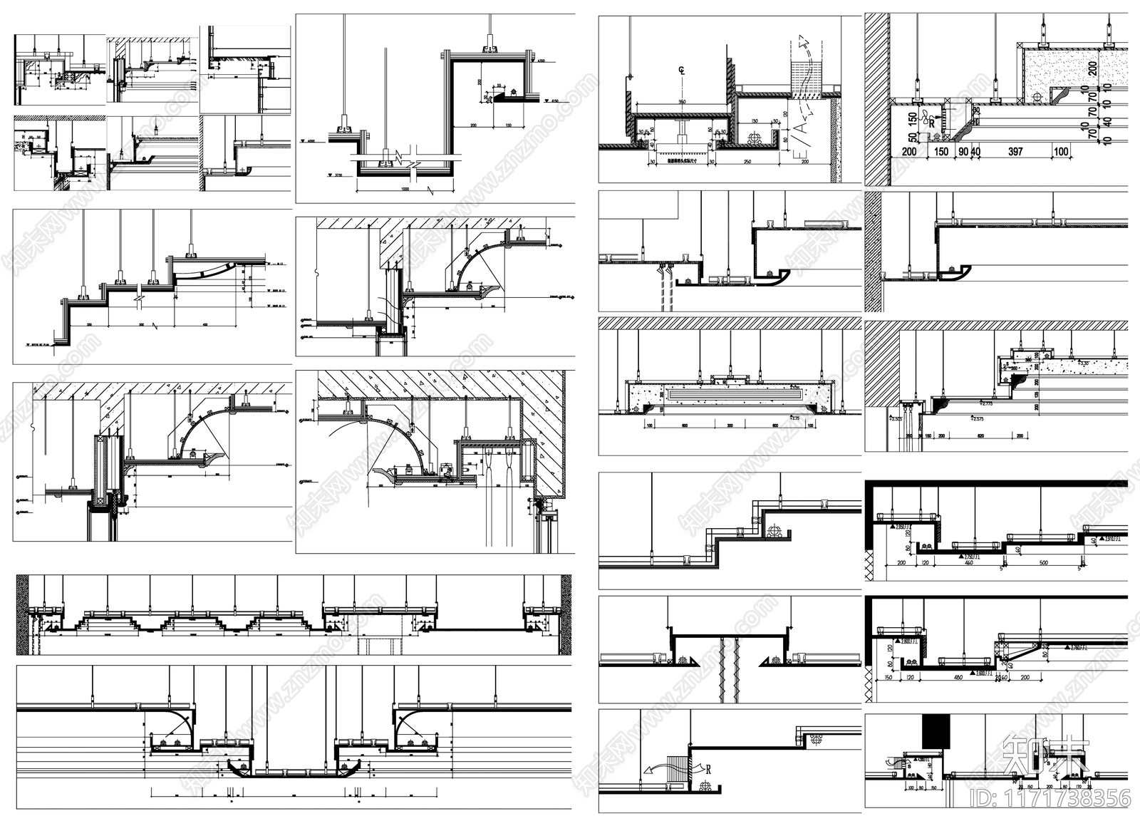现代吊顶节点cad施工图下载【ID:1171738356】