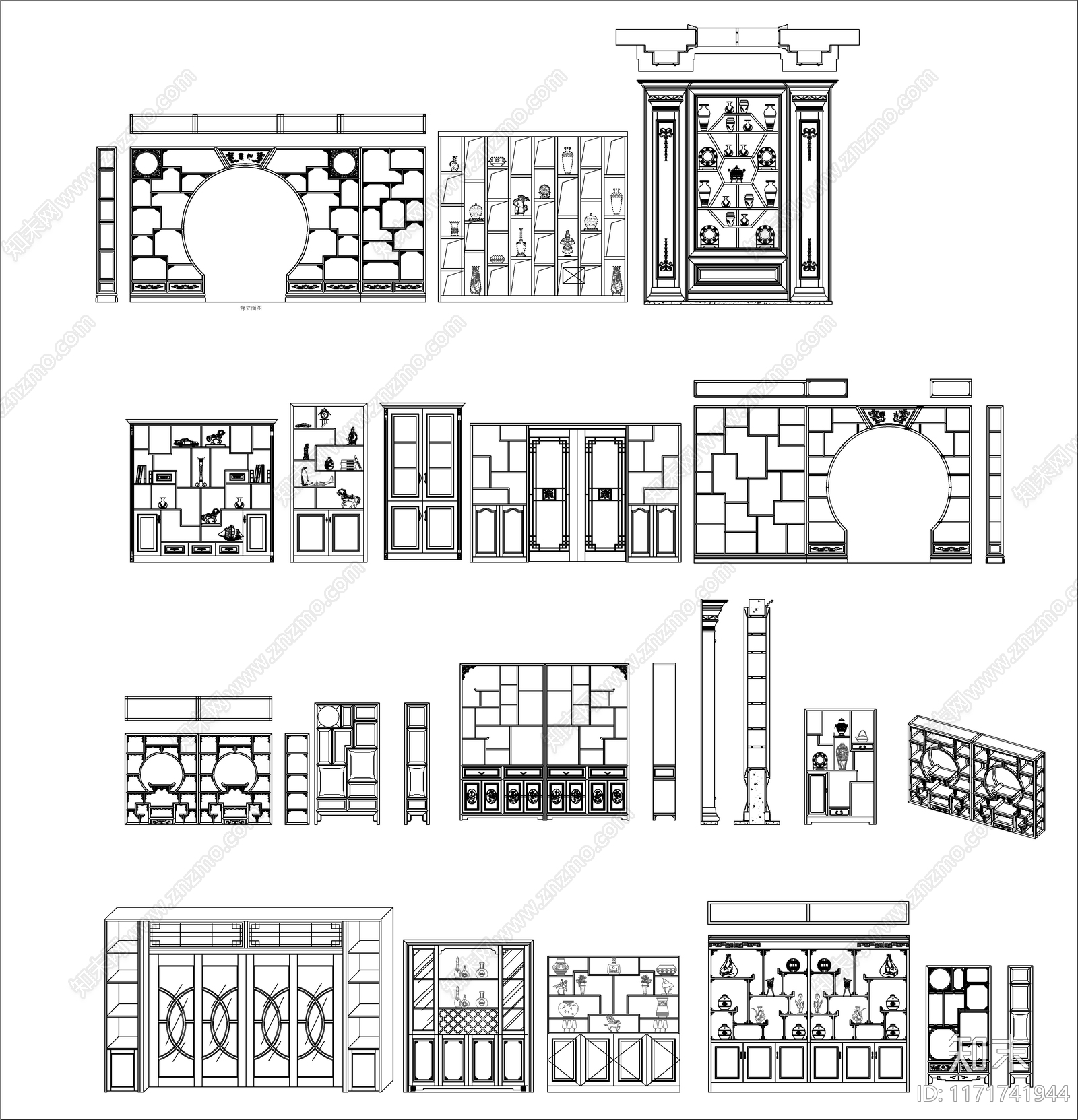 中式柜子施工图下载【ID:1171741944】