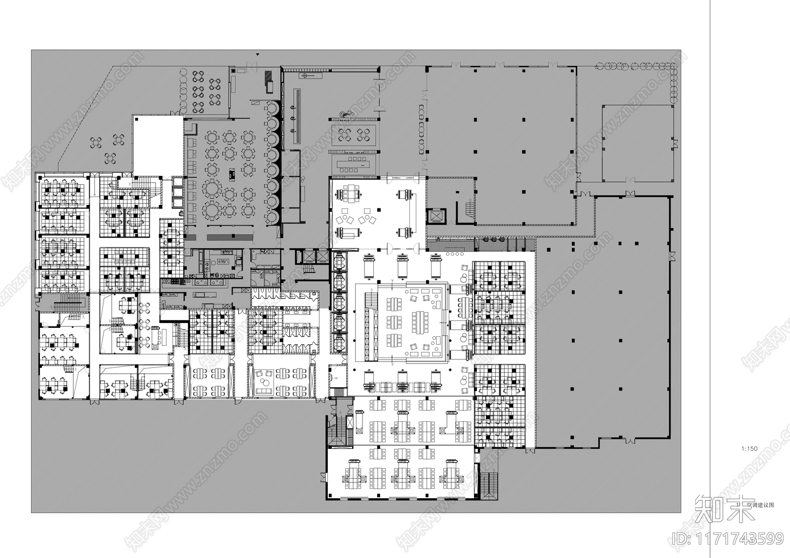 现代整体办公空间cad施工图下载【ID:1171743599】