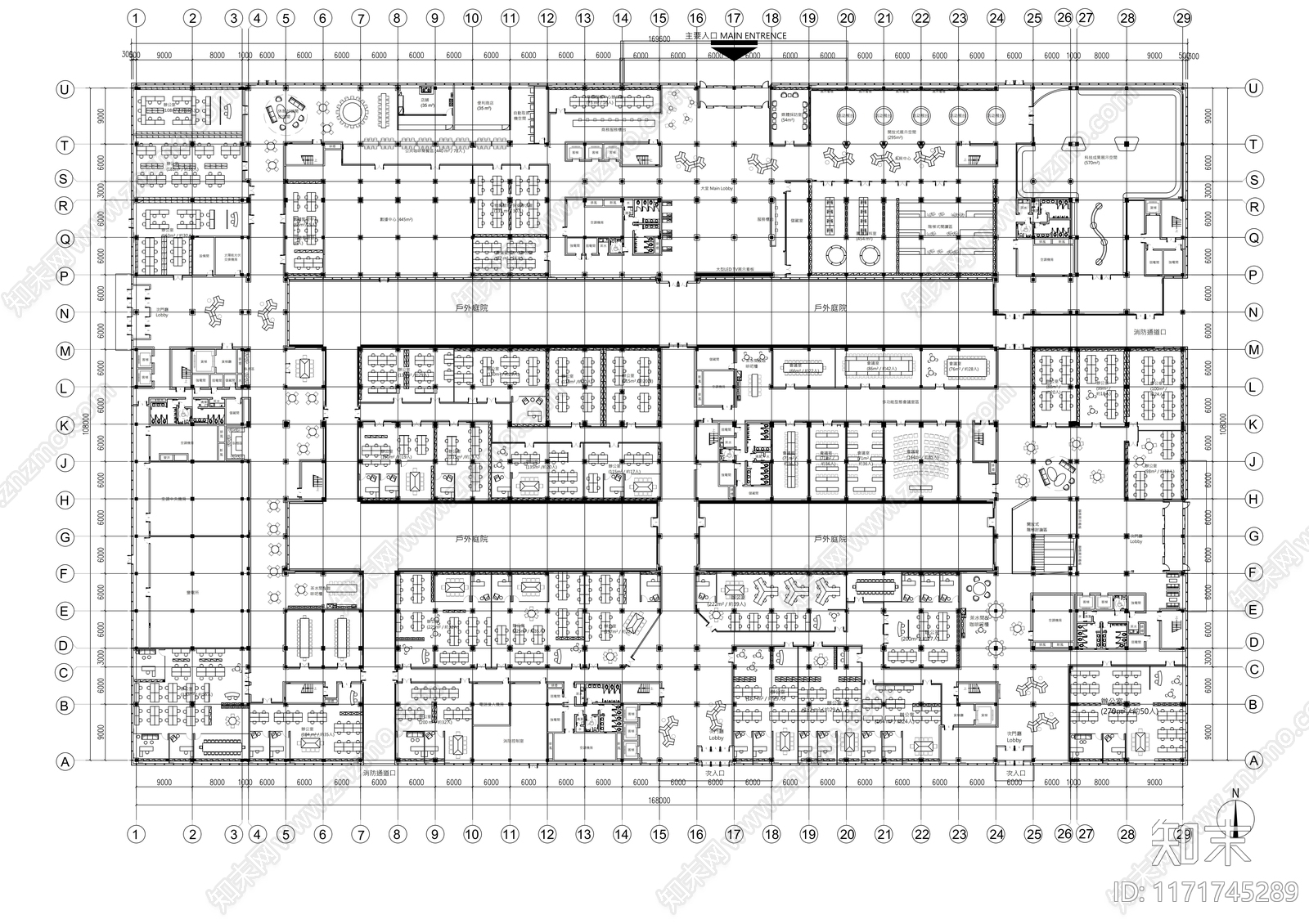 现代整体办公空间cad施工图下载【ID:1171745289】