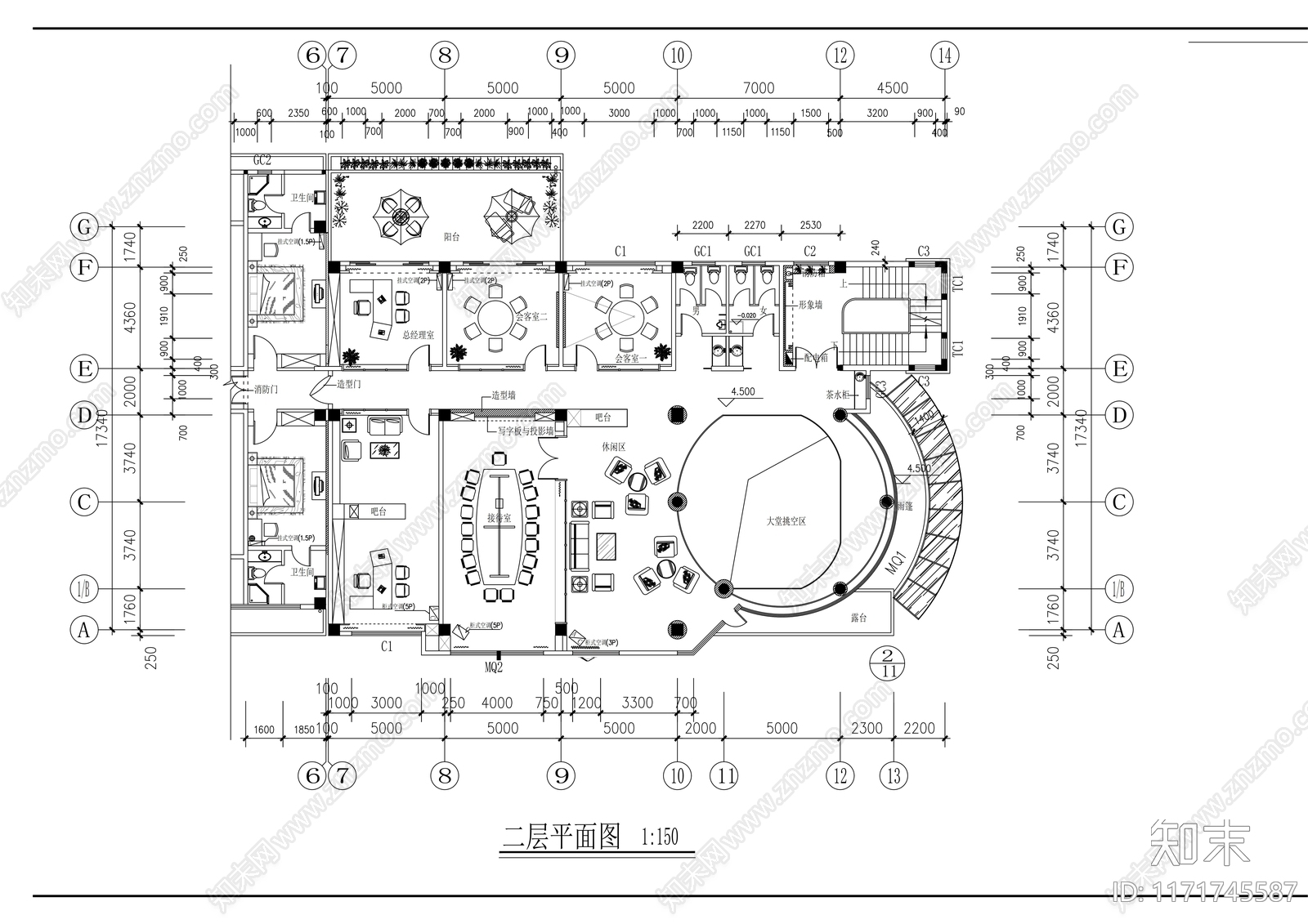 现代整体办公空间cad施工图下载【ID:1171745587】