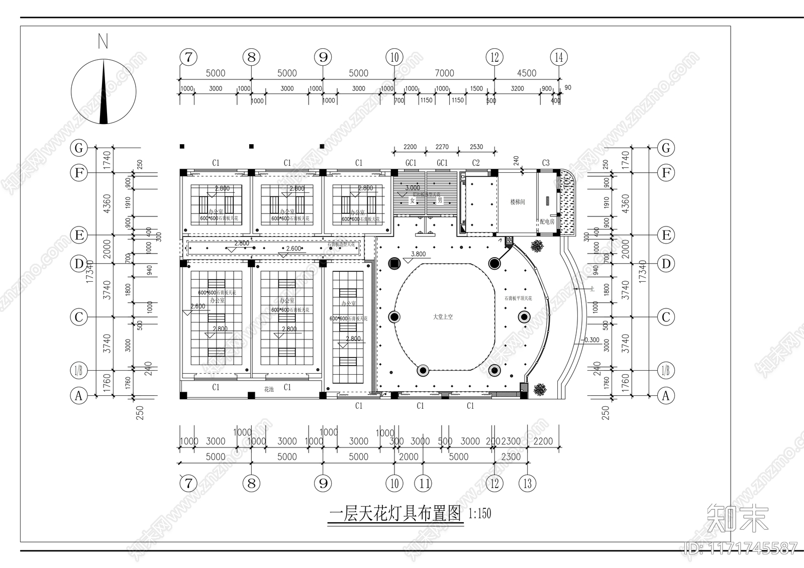 现代整体办公空间cad施工图下载【ID:1171745587】