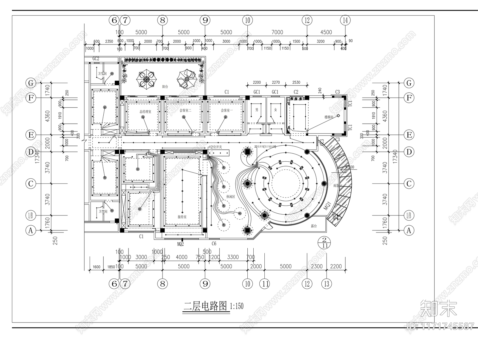 现代整体办公空间cad施工图下载【ID:1171745587】