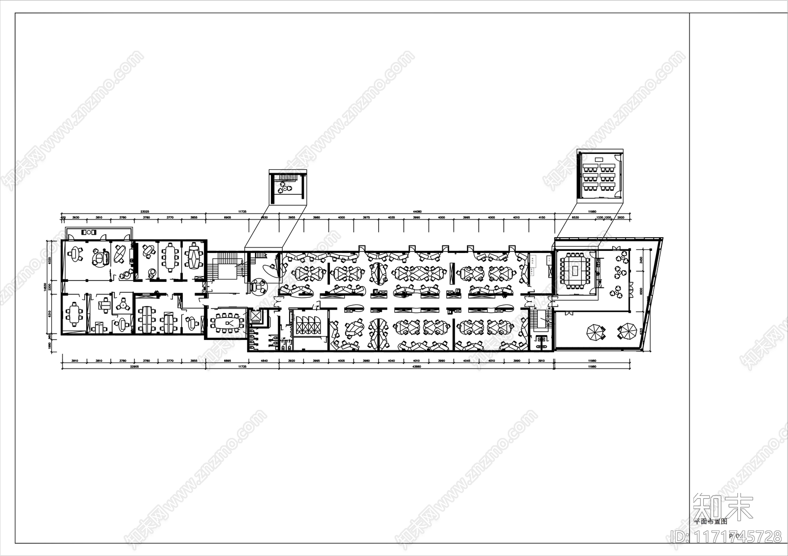 现代整体办公空间cad施工图下载【ID:1171745728】