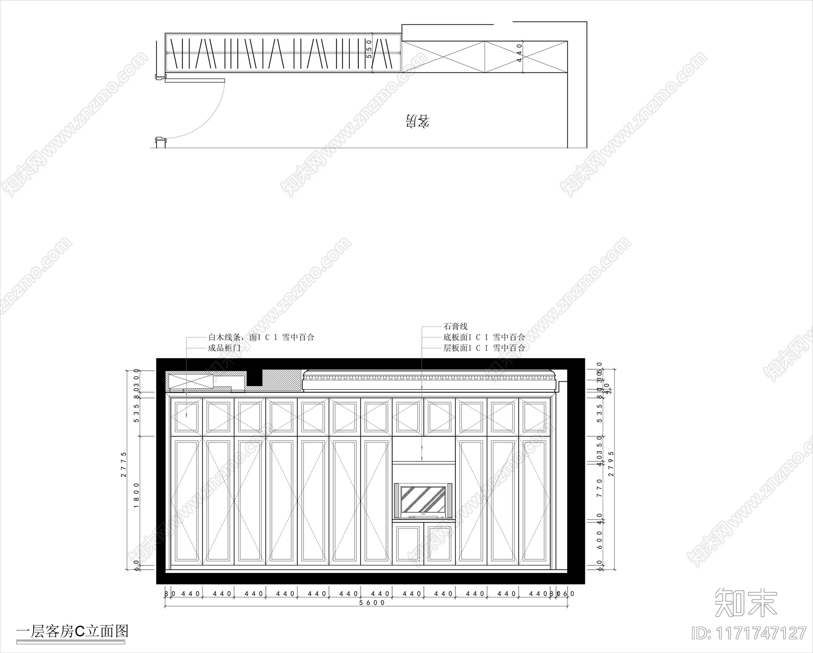 新中式卧室cad施工图下载【ID:1171747127】