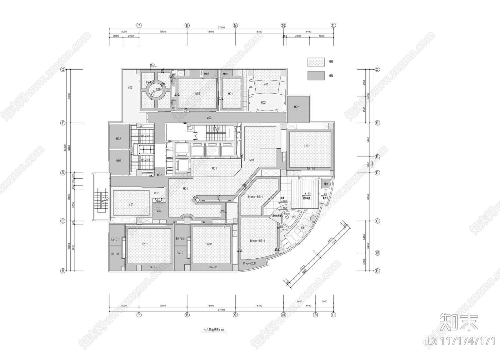 现代整体办公空间cad施工图下载【ID:1171747171】