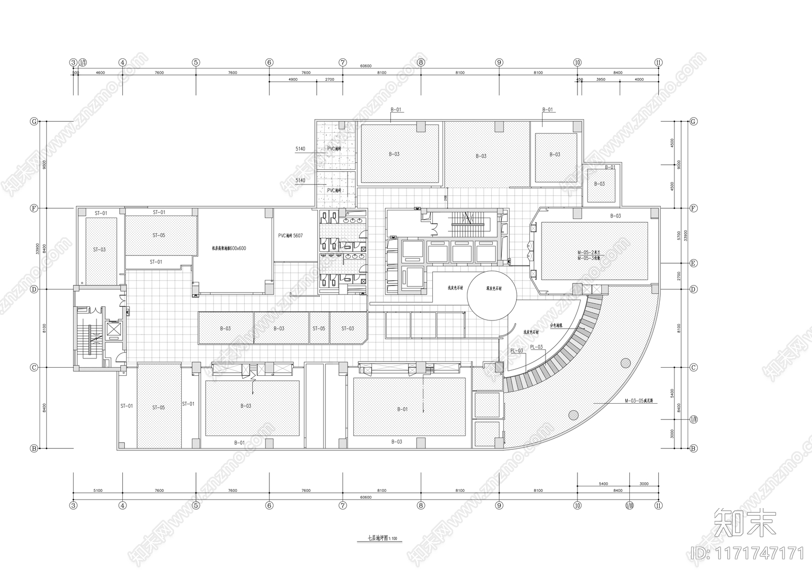 现代整体办公空间cad施工图下载【ID:1171747171】