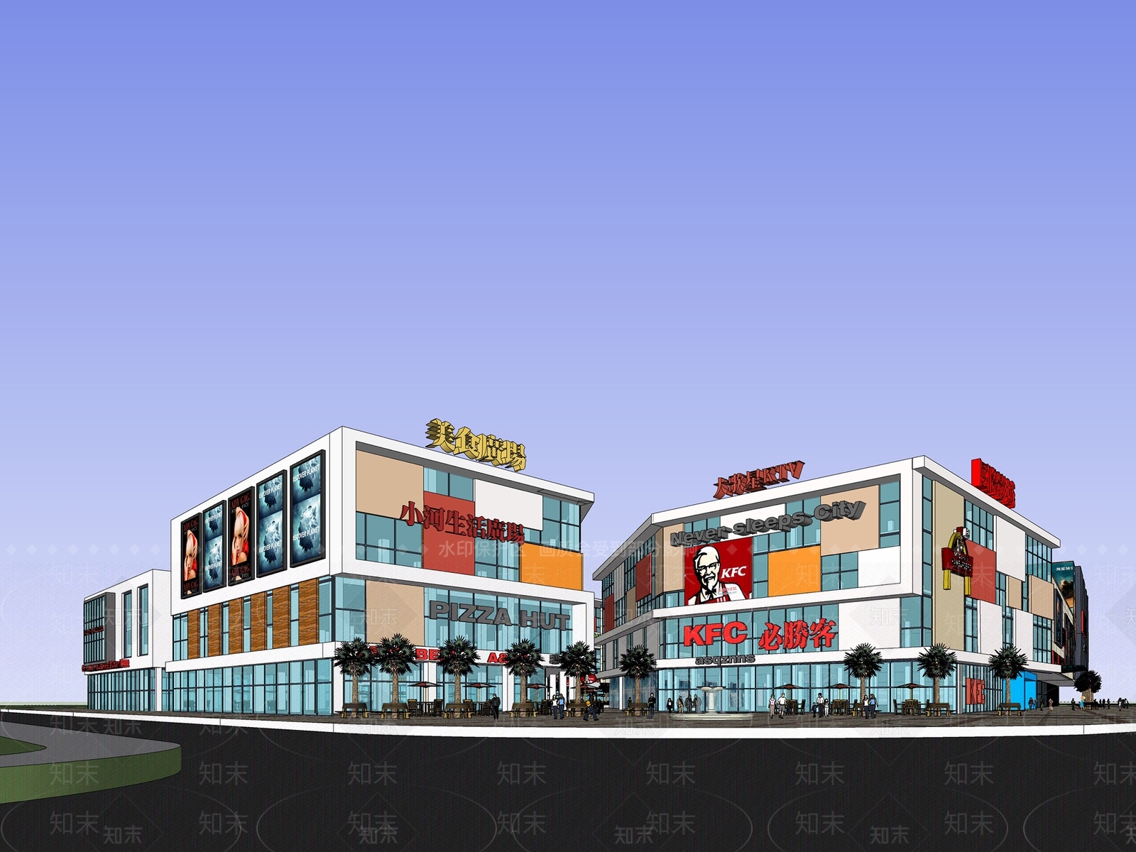 现代商场建筑SU模型下载【ID:1171748051】