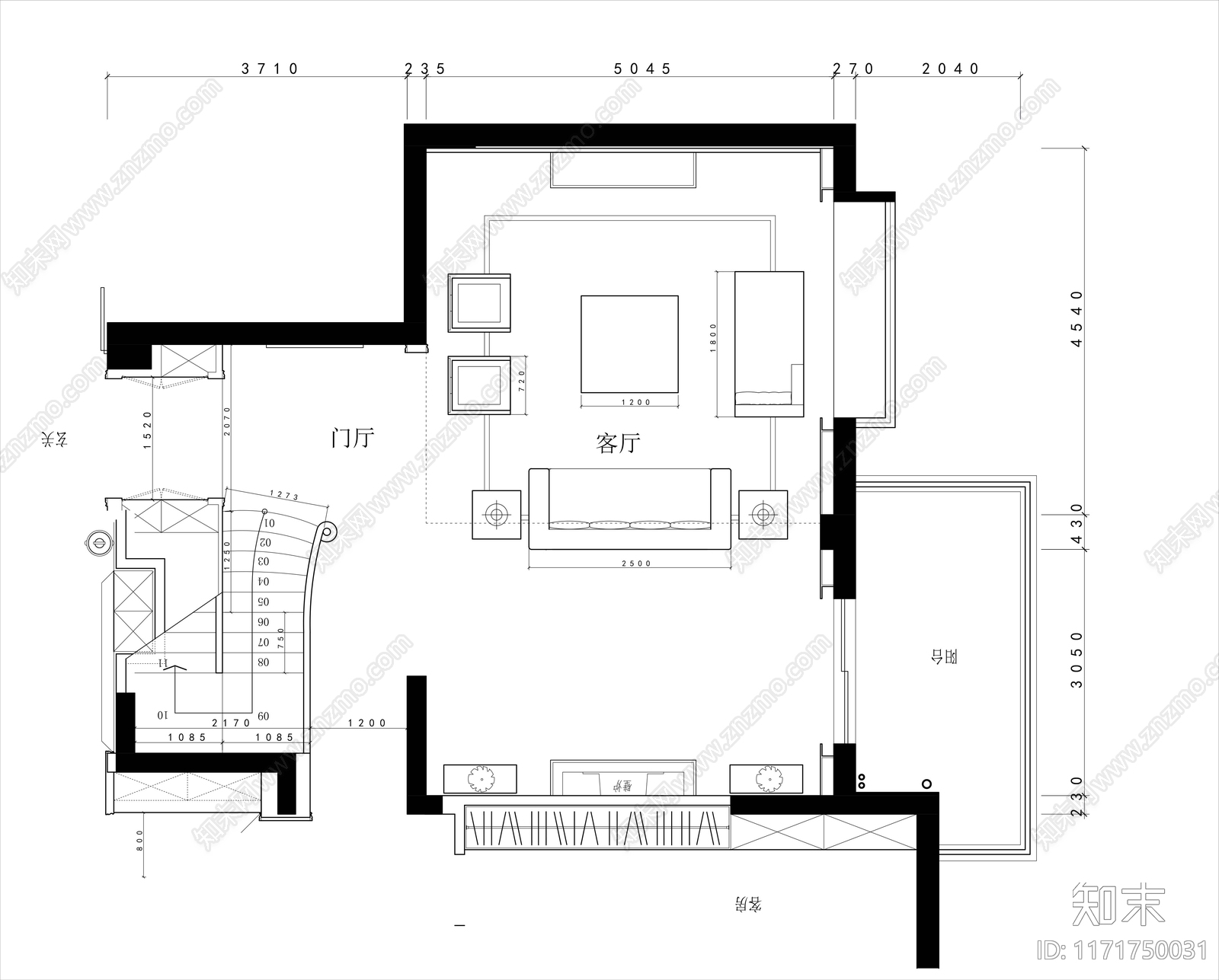 客厅施工图下载【ID:1171750031】