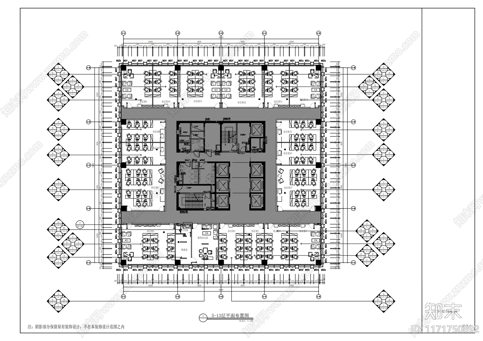 现代整体办公空间cad施工图下载【ID:1171750892】