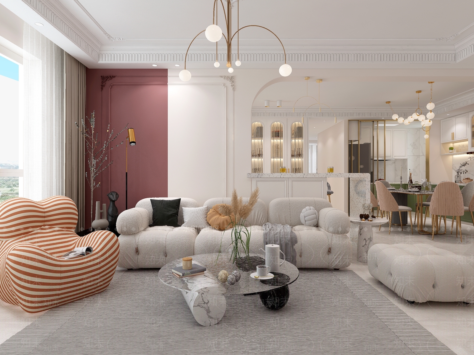 法式简约家居客厅3D模型下载【ID:1171751692】