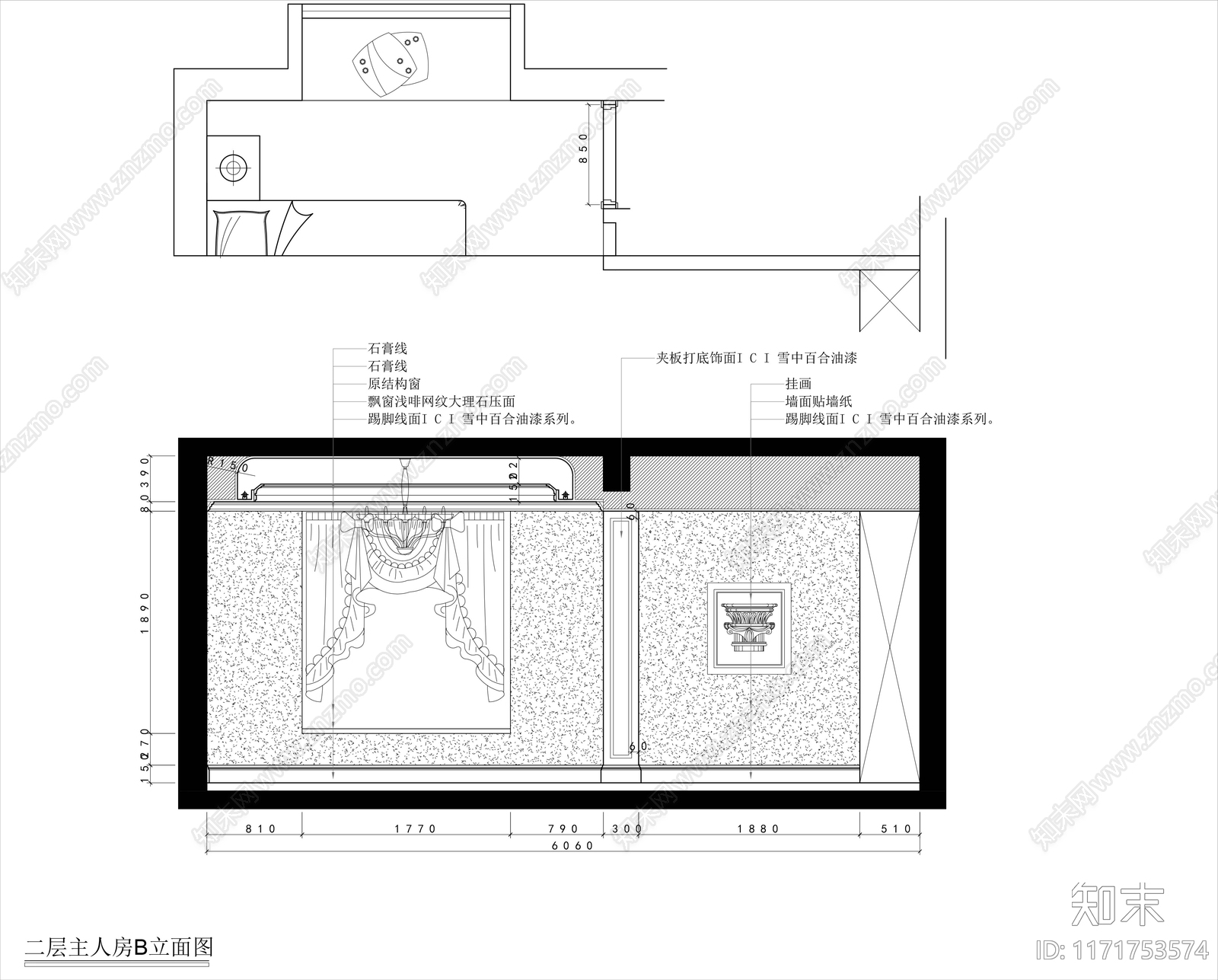 美式卧室cad施工图下载【ID:1171753574】