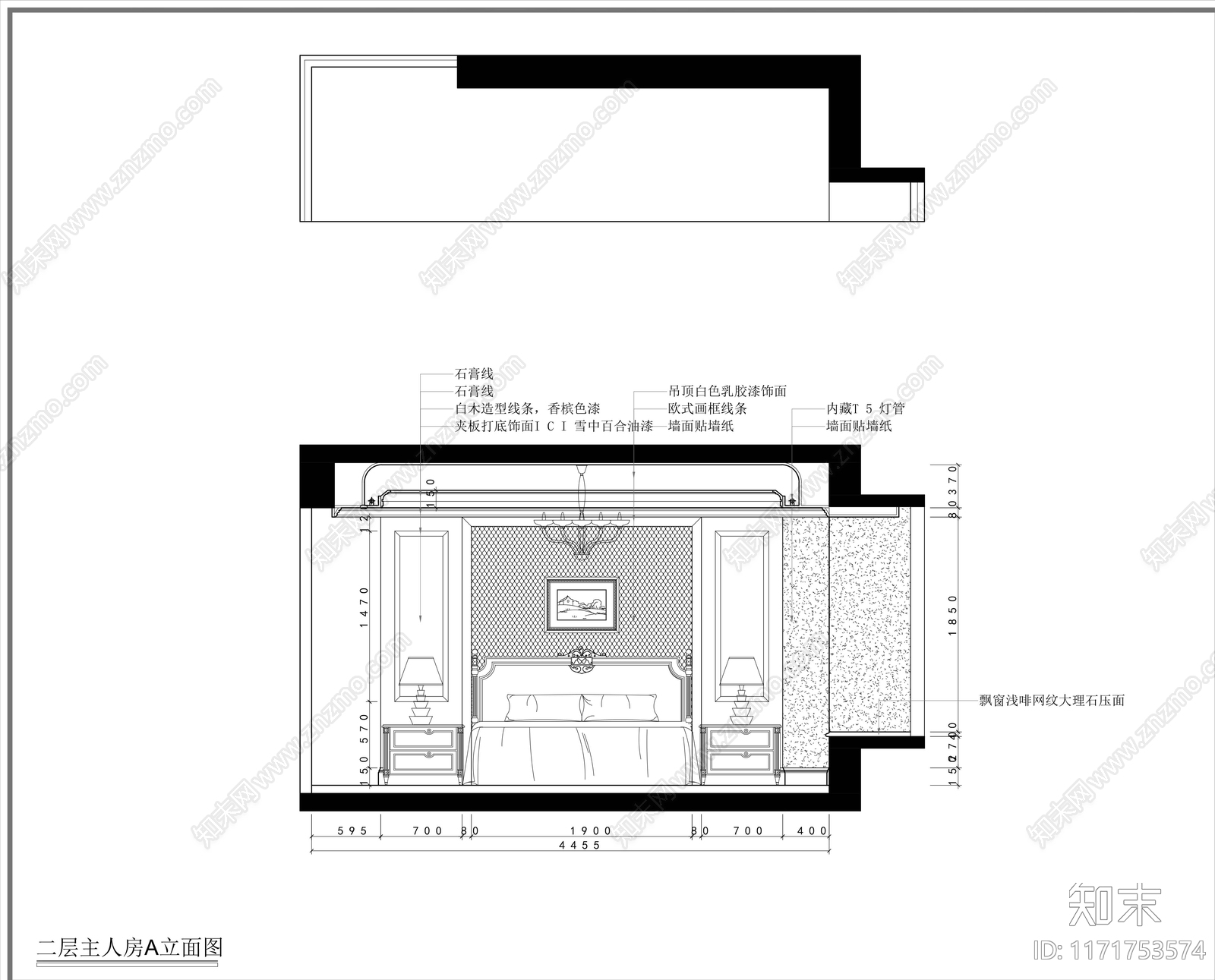 美式卧室cad施工图下载【ID:1171753574】