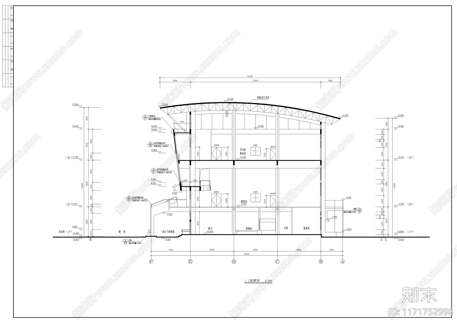 现代学校建筑cad施工图下载【ID:1171752998】