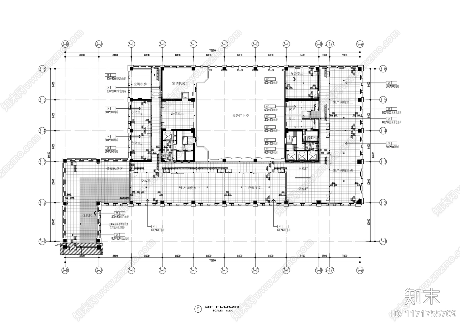 现代整体办公空间cad施工图下载【ID:1171755709】