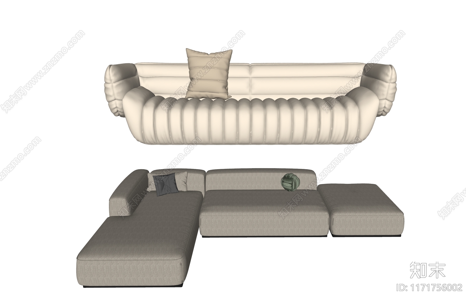 现代简约多人沙发SU模型下载【ID:1171756002】