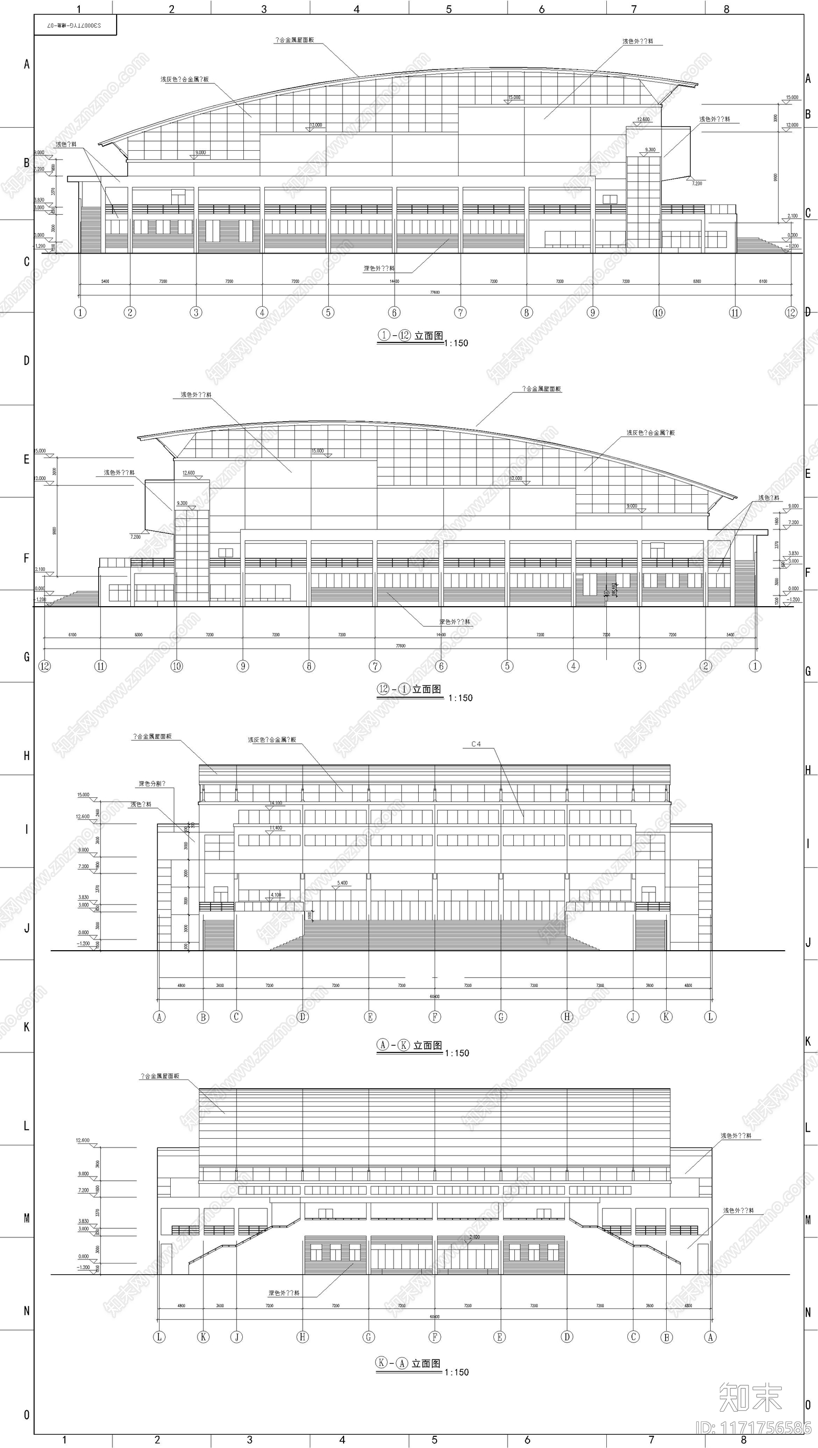 现代学校建筑cad施工图下载【ID:1171756586】