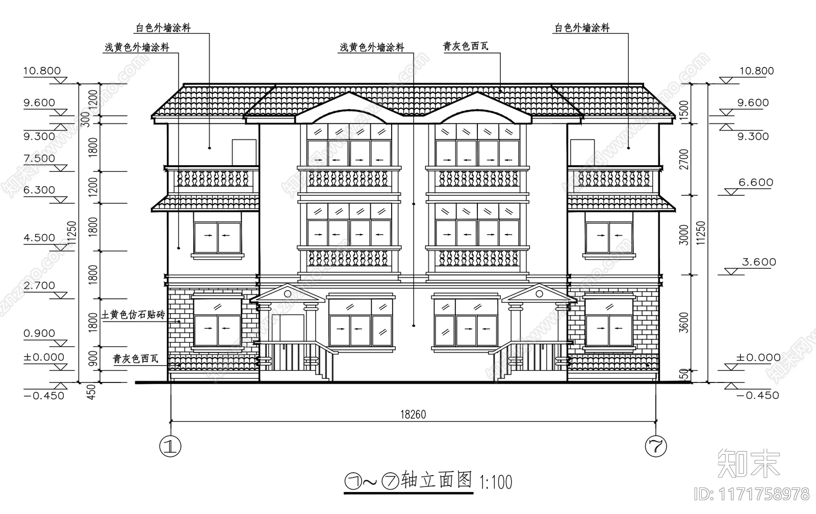 现代别墅建筑cad施工图下载【ID:1171758978】