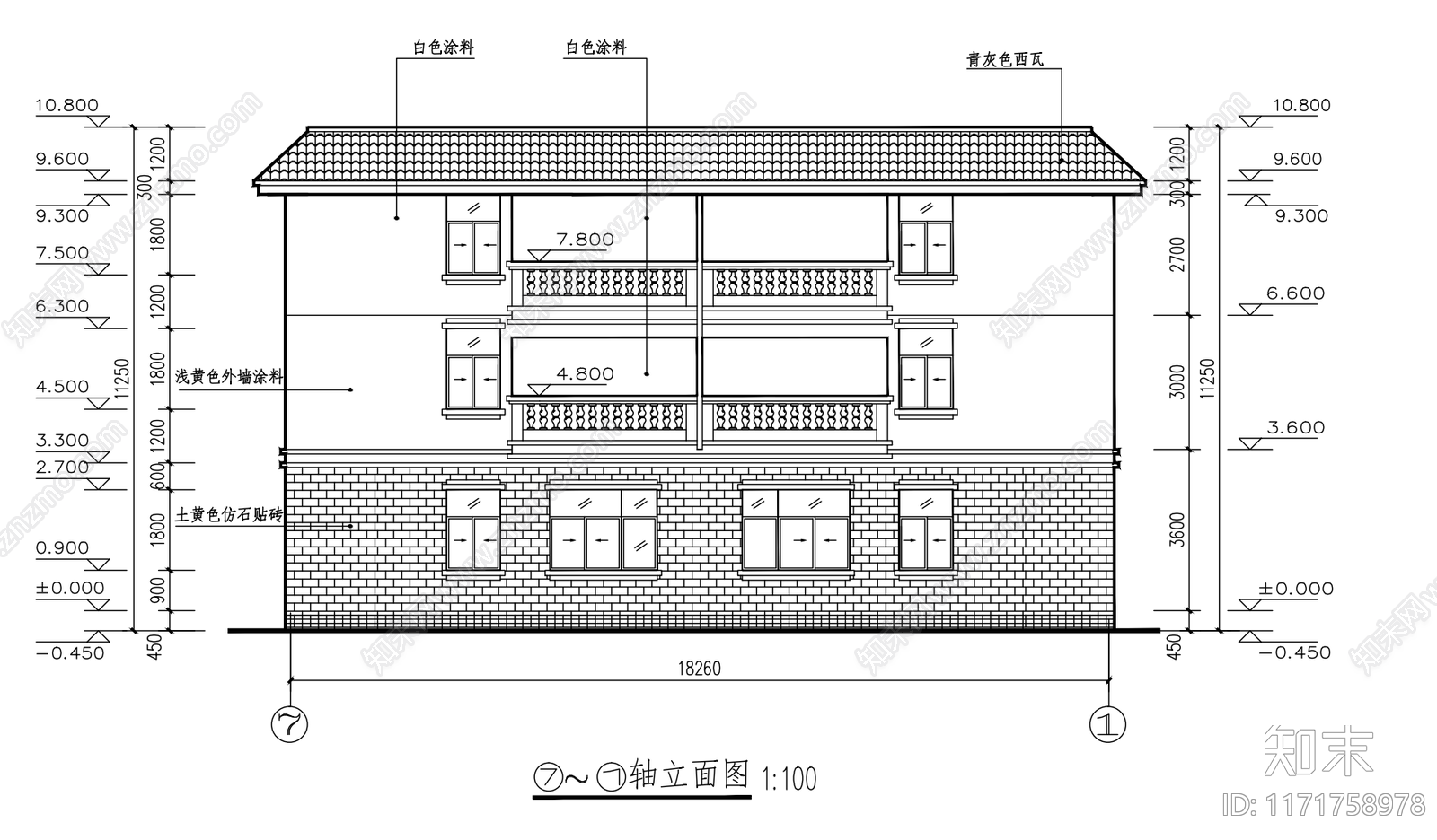 现代别墅建筑cad施工图下载【ID:1171758978】