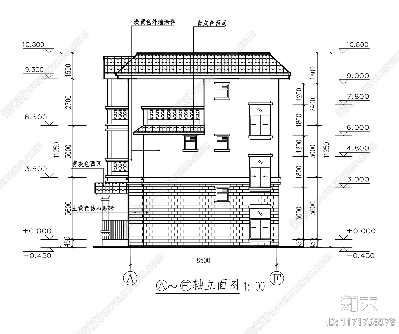 现代别墅建筑cad施工图下载【ID:1171758978】