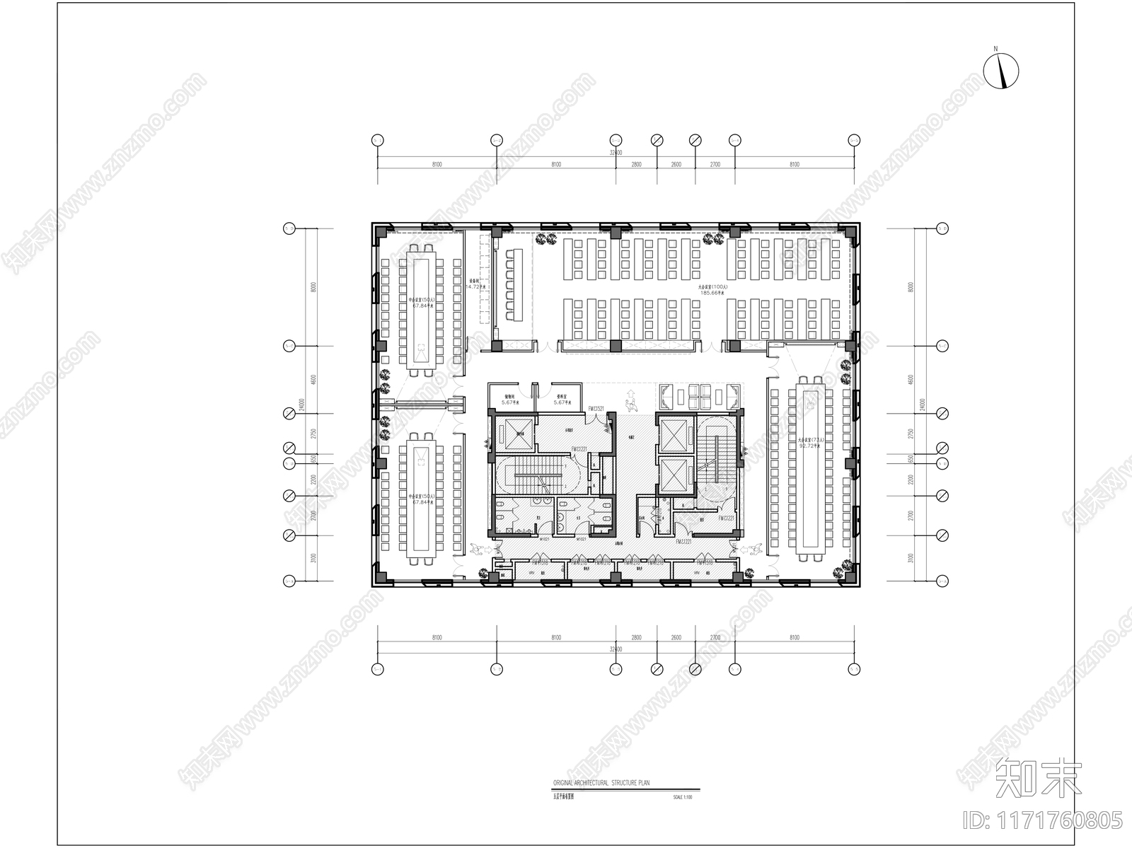 现代办公室cad施工图下载【ID:1171760805】