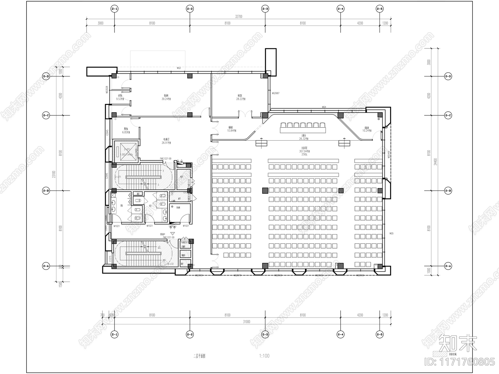 现代办公室cad施工图下载【ID:1171760805】