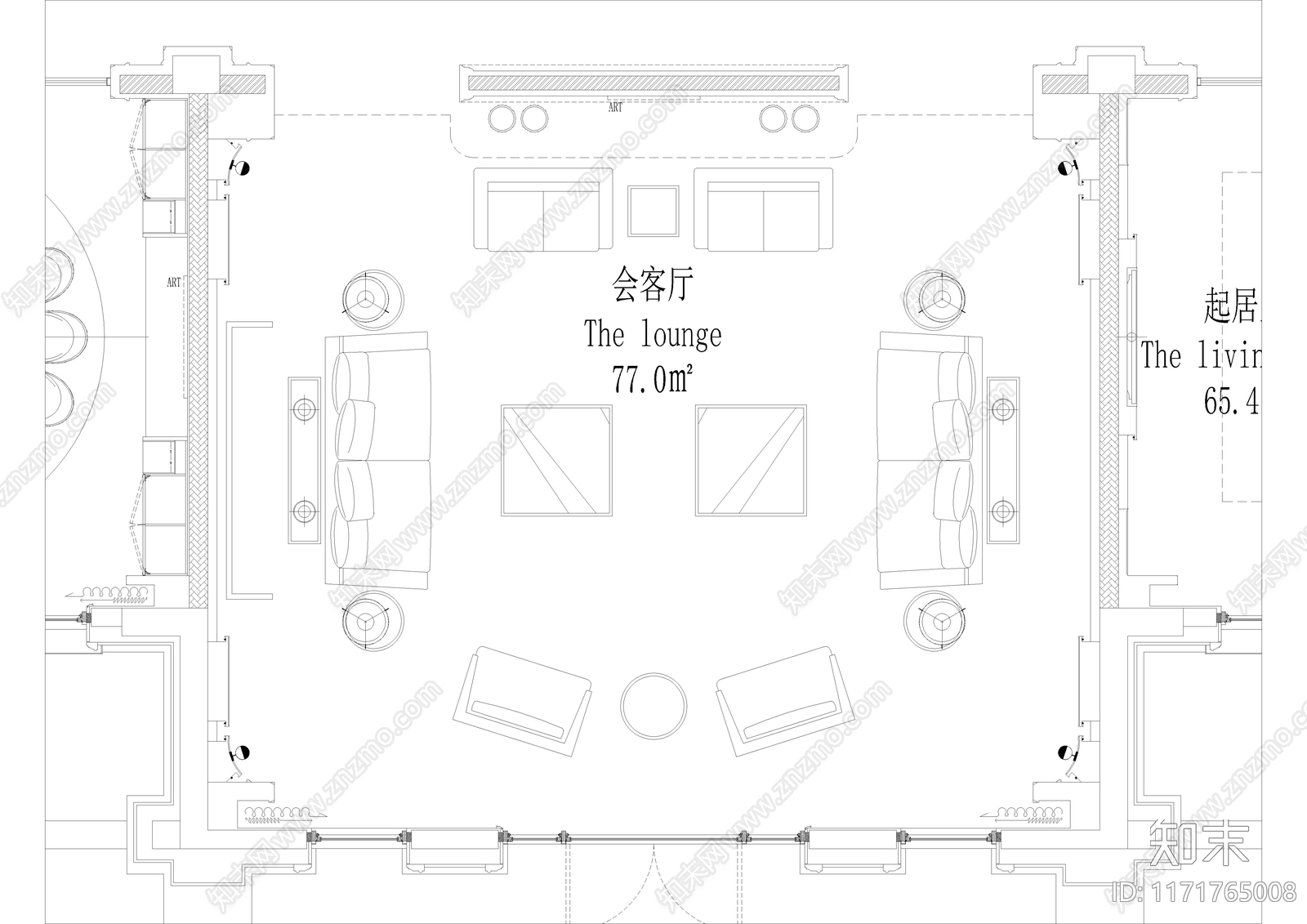 现代客厅施工图下载【ID:1171765008】