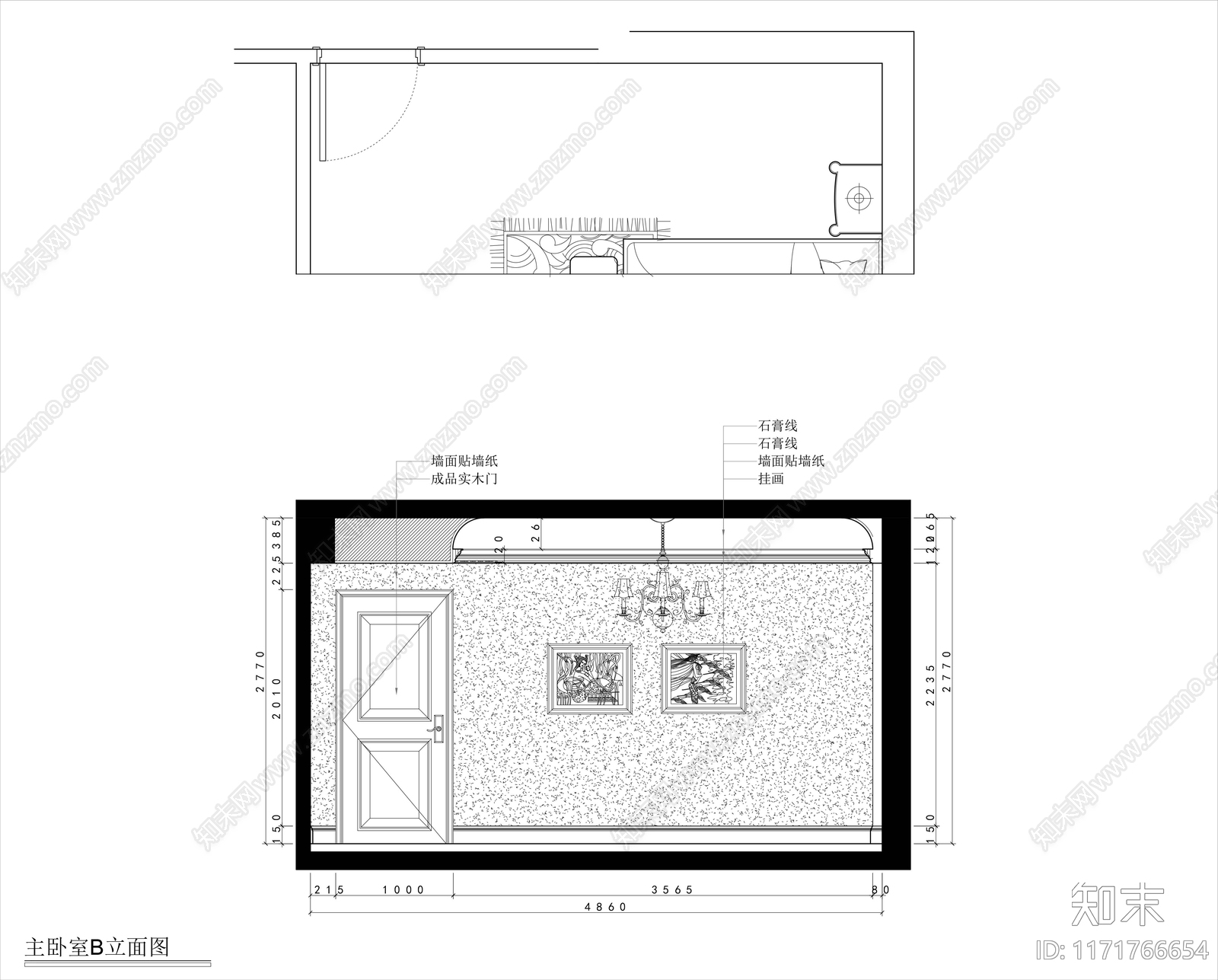 美式卧室施工图下载【ID:1171766654】