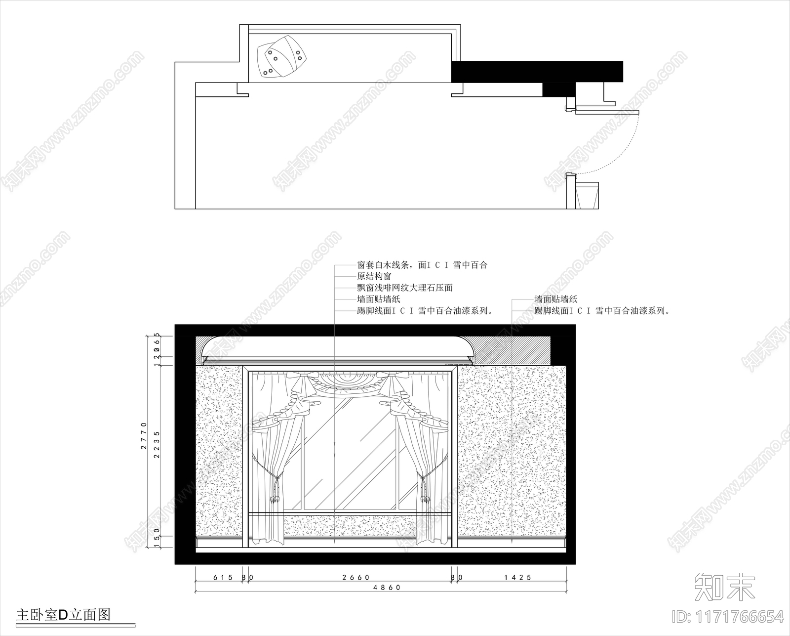 美式卧室施工图下载【ID:1171766654】