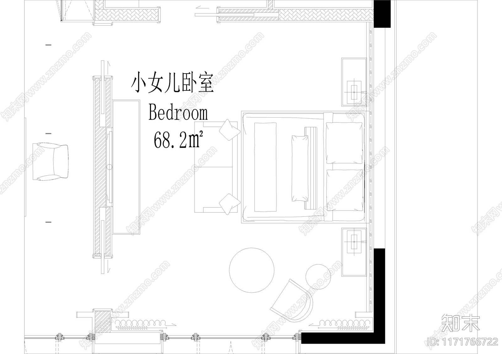 卧室施工图下载【ID:1171766722】