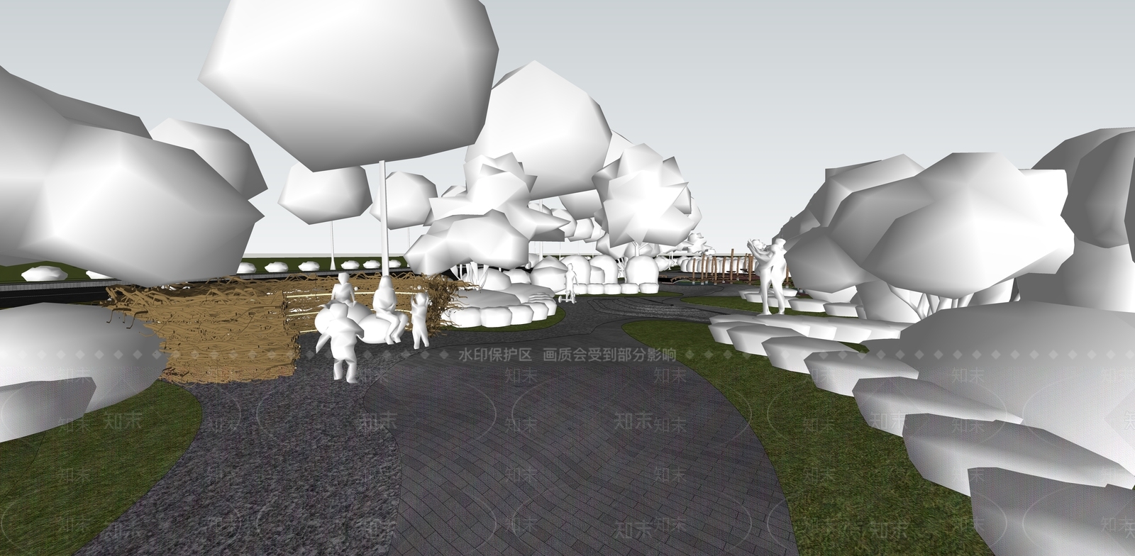 简约口袋公园SU模型下载【ID:1171767569】