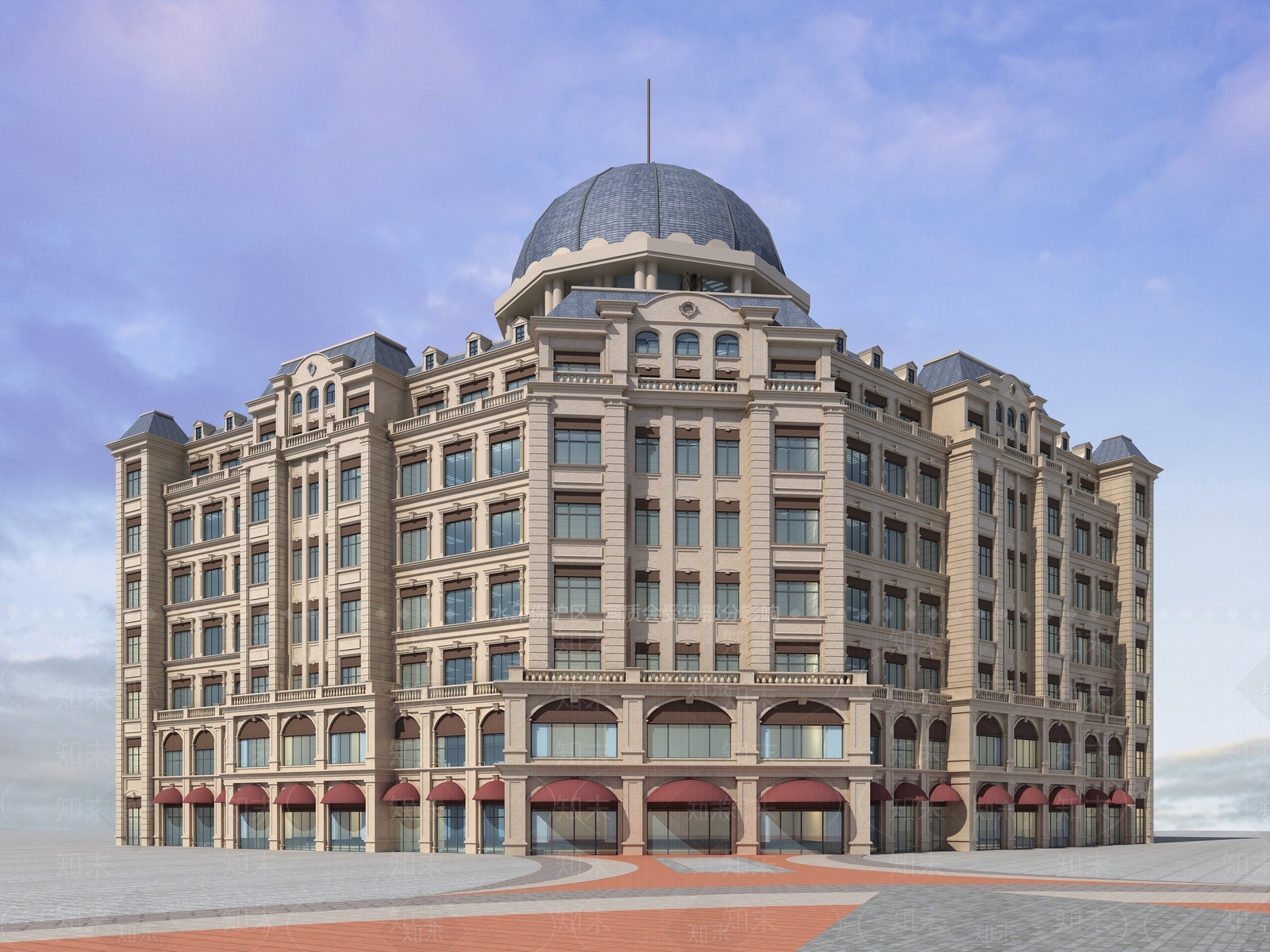 欧式办公楼SU模型下载【ID:1171773664】