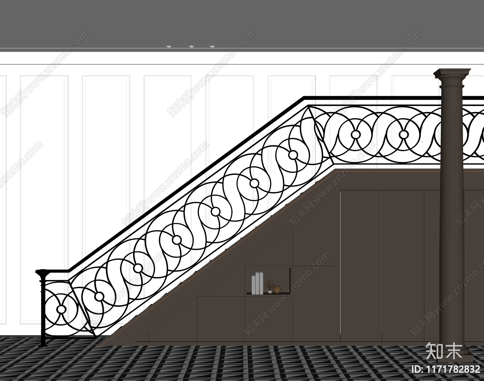 欧式楼梯SU模型下载【ID:1171782832】